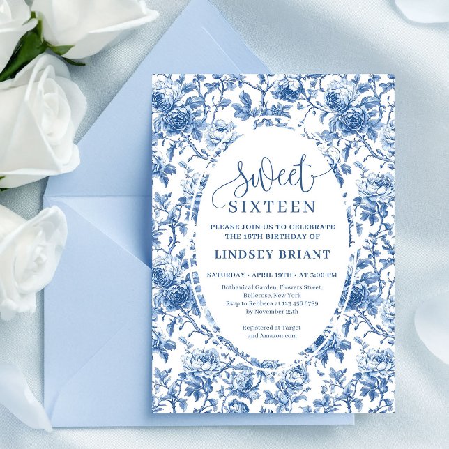 Invitation Classic Blue Roses Digital Download Sweet 16 (Classic Blue Roses Digital Download Sweet 16)