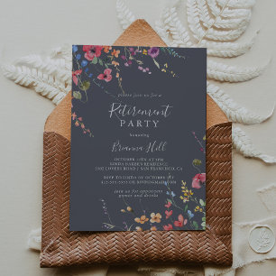 Invitation Classic Blue Wild Floral Retraite Party