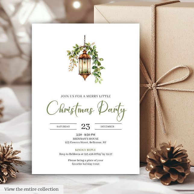 Invitation Classic Bohemian Earthy Watercolor Christmas Party (Classic Bohemian Earthy Watercolor Christmas Party Card)