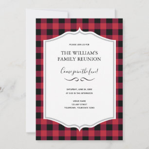 Invitation Classic Buffalo Plaid Check Black Red Event