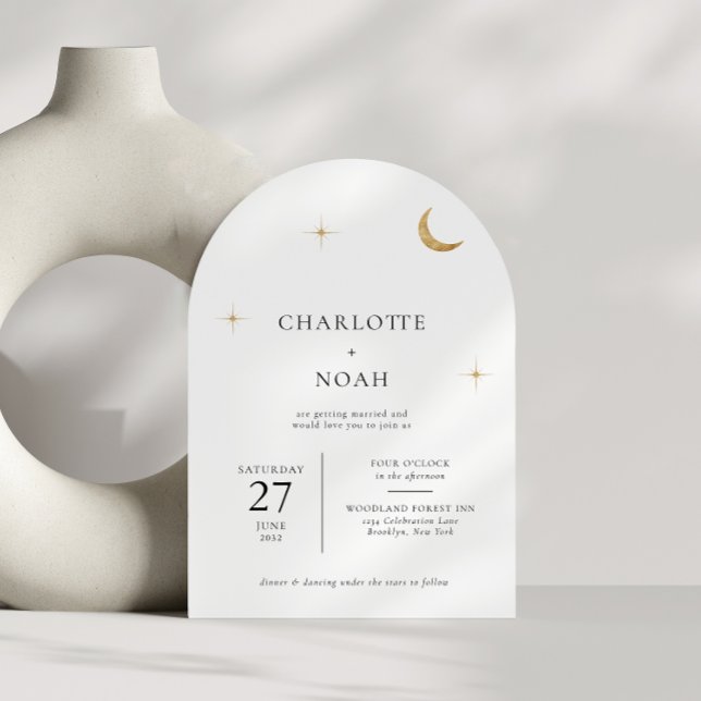 Invitation Classic Celestial Gold Moon Stars Arch Mariage (Créateur téléchargé)