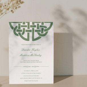Invitation Classic Celtic Knot Green & White Handfasting