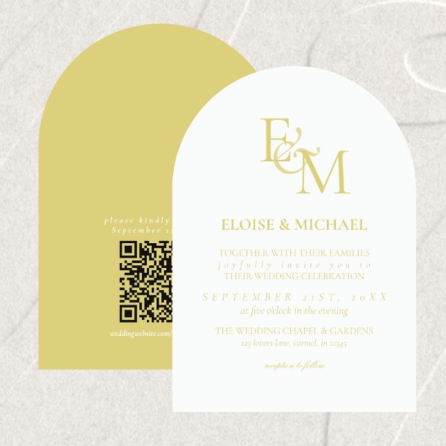 Invitation Classic Chartreuse Monogram Minimalist Wedding (Classic Chartreuse Monogram Minimalist Wedding Invitation)