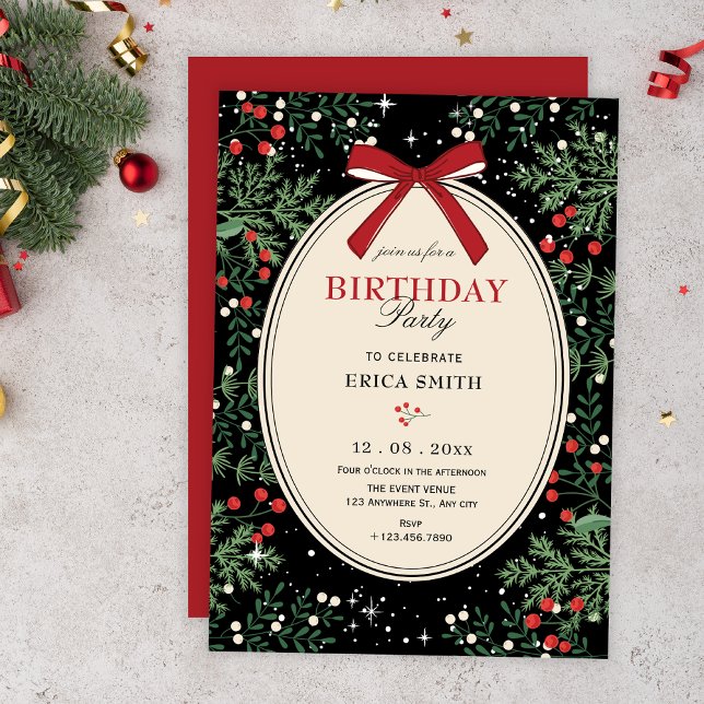 Invitation Classic cherry bow birthday (Créateur téléchargé)