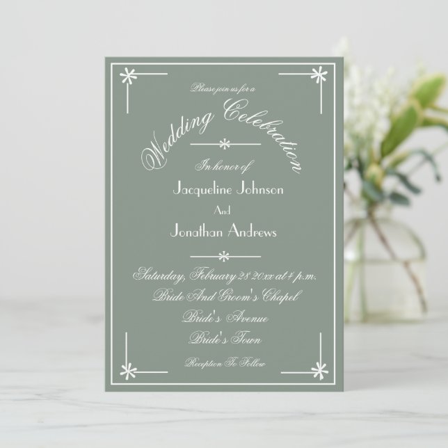 Invitation Classic Chic All In One RSVP Mariage de site Web d (Debout devant)