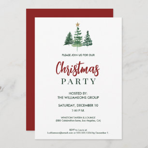 Invitation Classic Christmas Trees Office Corporate Party