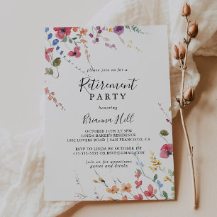 Invitation Classic Colorful Fleur Retraite Party