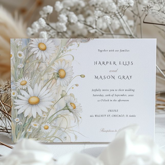 Invitation Classic Daisies Élégant Pastel Mariage (Créateur téléchargé)