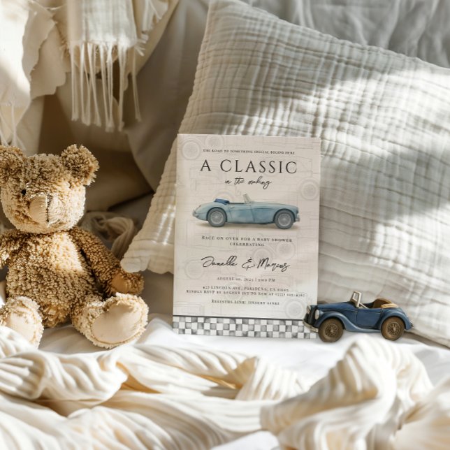 Invitation Classic dans le Baby shower automobile Making Blue (Créateur téléchargé)