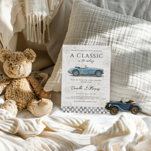 Invitation Classic dans le Baby shower automobile Making Blue (Créateur téléchargé)