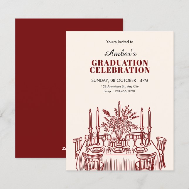 Invitation Classic Dining table graduation (Devant / Derrière)