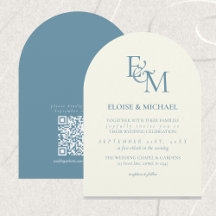 Classic Dusty Blue Monogram Minimalist Wedding
