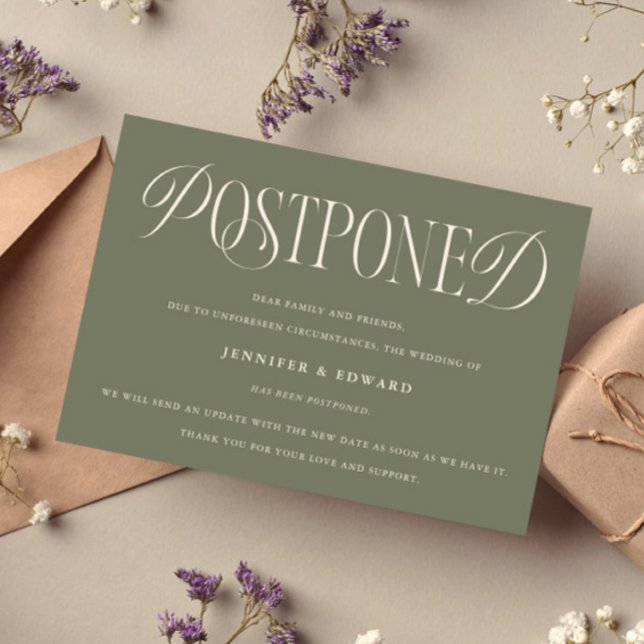 Invitation Classic Elegance Reporté Mariage Update Sage (Créateur téléchargé)