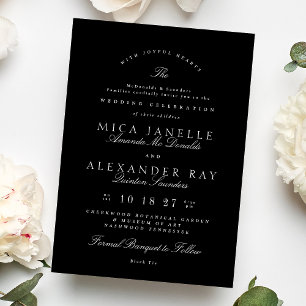 Invitation Classic Elegant Calligraphie noir & blanc Mariage