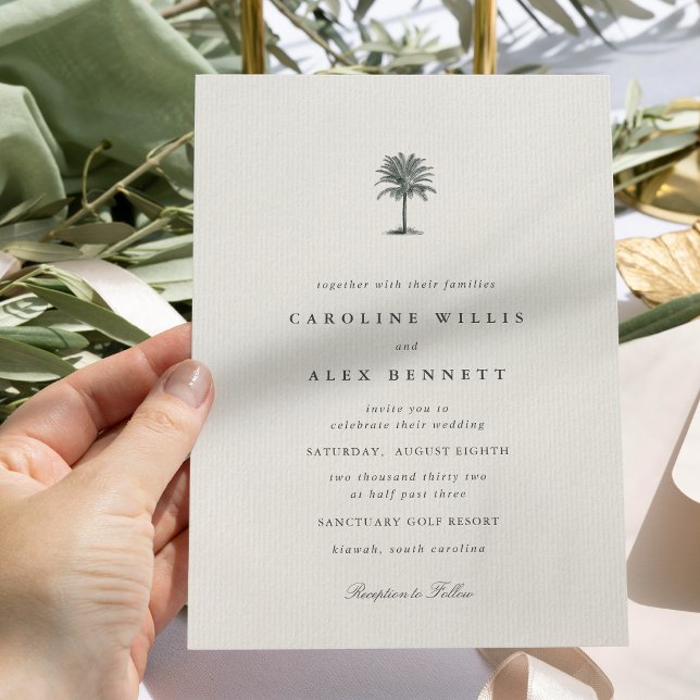 Invitation Classic Elegant Coastal Palm Tree Wedding (Créateur téléchargé)