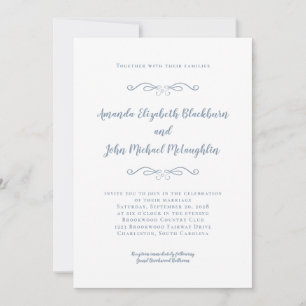 Invitation Classic Elegant Dusty Bleu intemporel Mariage form