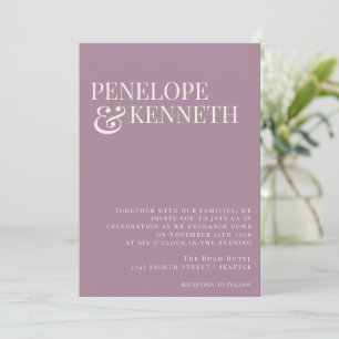 Invitation Classic Elegant Dusty Purple Mariage de typographi