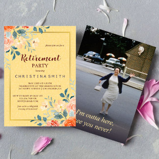 Invitation Classic Elegant Floral Aquarelle Parti de retraite