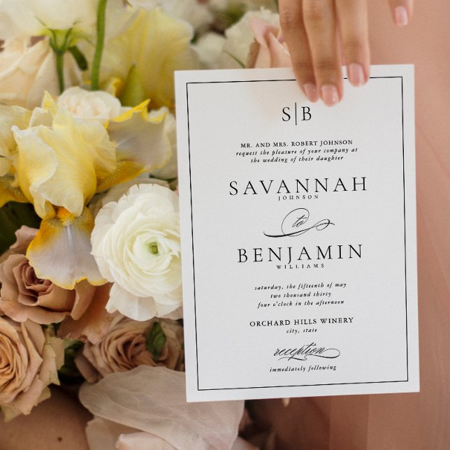 Invitation Classic élégant Monogramme moderne Mariage de scri (Créateur téléchargé)