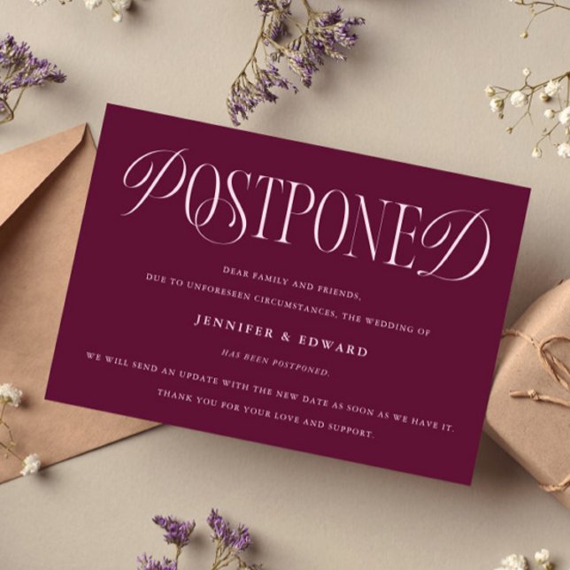 Invitation Classic Elegant Postponé Mariage Mise à jour Cranb (Créateur téléchargé)