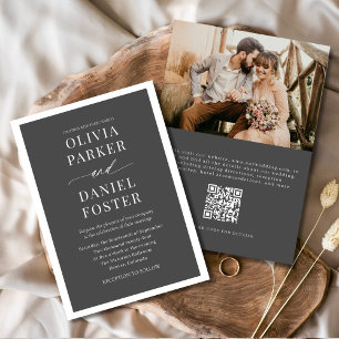Invitation Classic élégant QR Code photo minimaliste Mariage