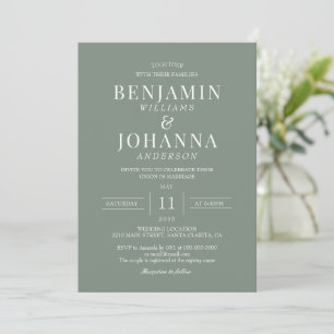 Invitation Classic Elegant Sage Green Mariage