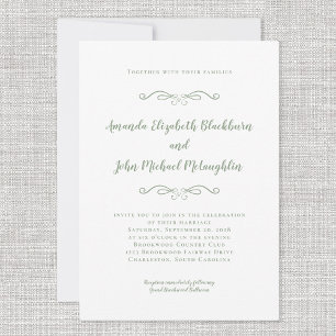Invitation Classic Elegant Sage Vert intemporel Mariage forme