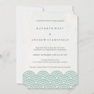 Invitation Classic Elegant Soft Green + White Beach Wedding