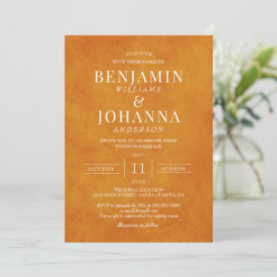 Invitation Classic Elegant Sunset Orange Aquarelle Mariage
