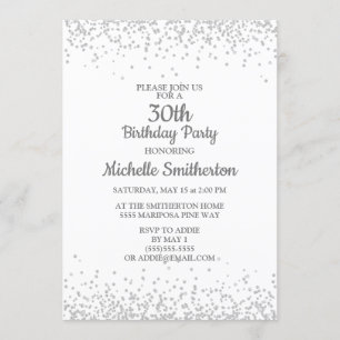Invitation Classic Elegant White Silver Parties scintillant 3
