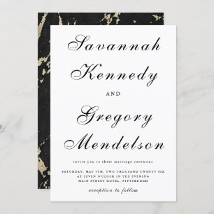 Invitation Classic et Elégant Faux Gold Marble Mariage
