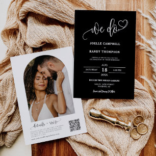Invitation Classic Formal Black We Do Boho Arch Photo QR Code