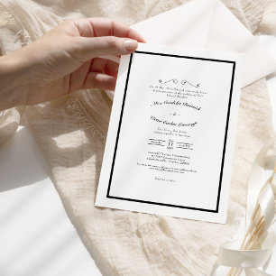 Invitation Classic Formal Black White Wedding