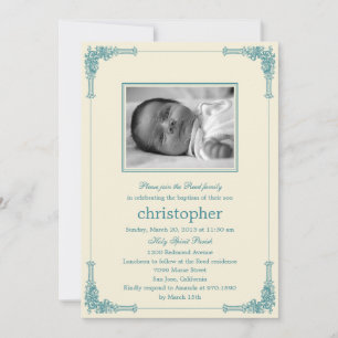 Invitation Classic Frame Photo Baptism/Christening Invite