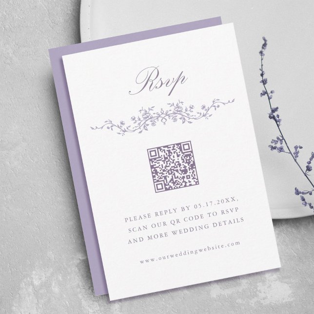 Invitation Classic French Lavender Floral Border Wedding RSVP (Créateur téléchargé)