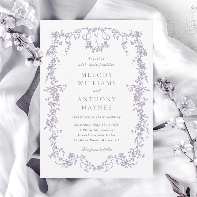 Invitation Classic French Victorian Lavender Floral Wedding (Créateur téléchargé)