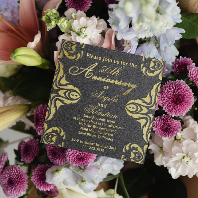 Invitation Classic Gold And Black Luxury Formal Anniversary (Créateur téléchargé)