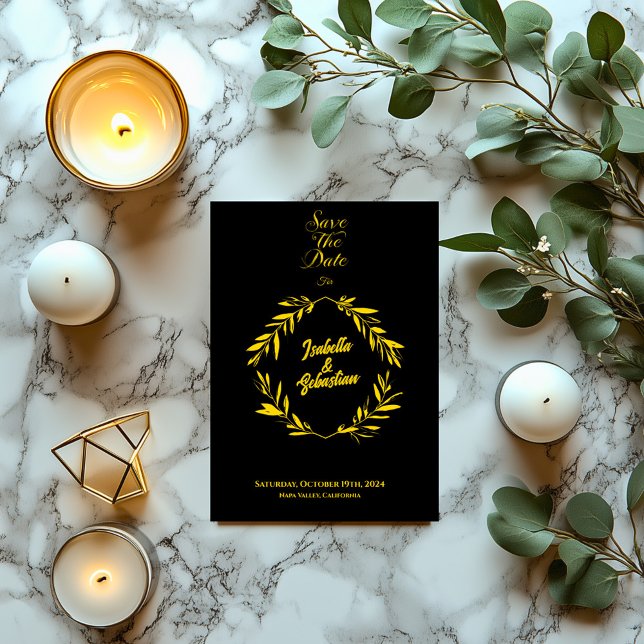 Invitation Classic Gold & Black Diamond Enregistrer le Mariag (Créateur téléchargé)