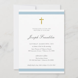 Invitation Classic Gold Foil garçons Baptism Communion