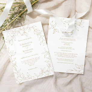 Invitation Classic Gold Greenery Détails du Mariage Tout en u