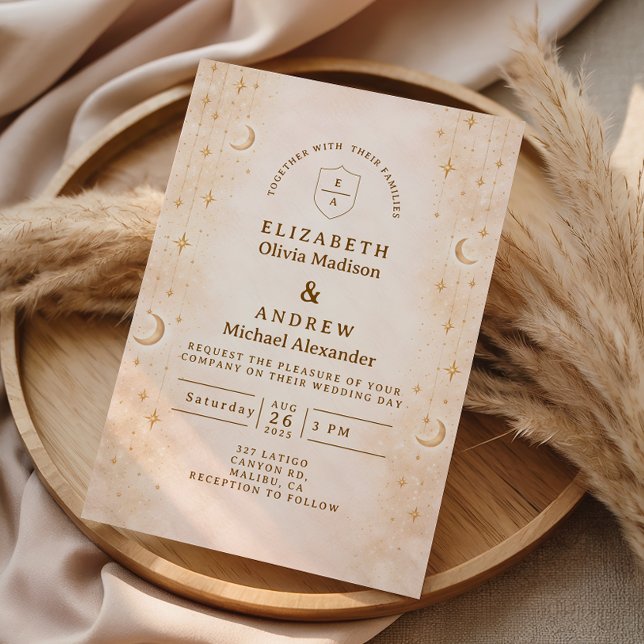 Invitation Classic Gold Moonlight Wedding (Créateur téléchargé)