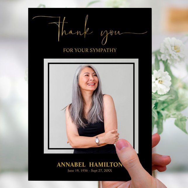 Invitation Classic Gold Script Sympathy Merci Photo (Créateur téléchargé)