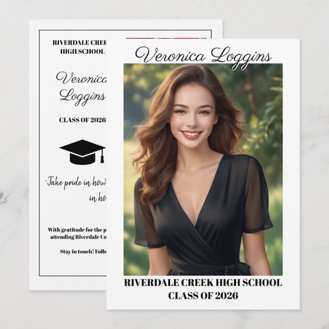 Invitation Classic Graduation Announcement Photo Cards (Devant / Derrière)