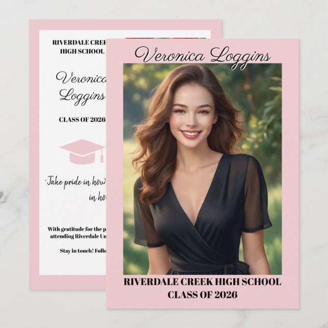 Invitation Classic Graduation Announcement Photo Cards (Devant / Derrière)