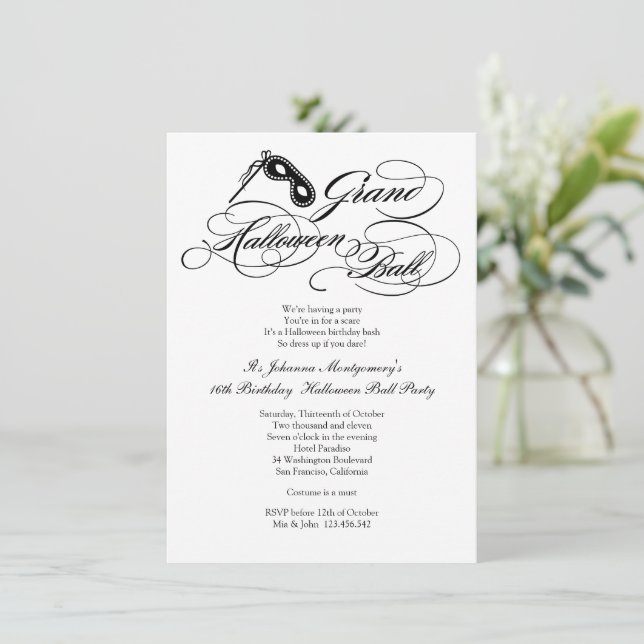 Invitation Classic Grand Halloween Ball Costume Regency (Debout devant)