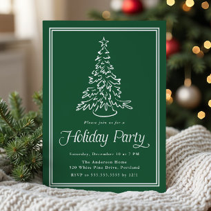 Invitation Classic Green Christmas Tree Fête de Noël