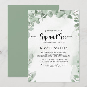 Invitation Classic Green Eucalyptus Foliage Sip et voir