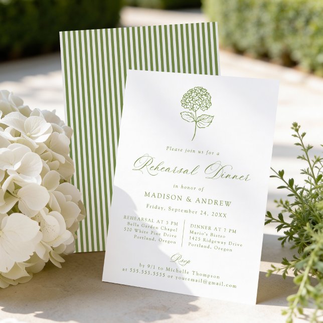 Invitation Classic Green Hydrangea Wedding Rehearsal Dinner (Créateur téléchargé)
