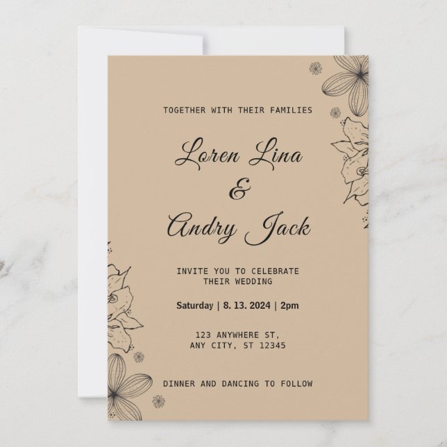 Invitation Classic & intemporel Brown Beige Vintage Texture (Devant)