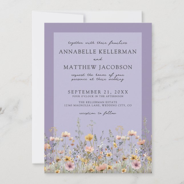 Invitation Classic Lavender Wildflower Floral Wedding (Devant)
